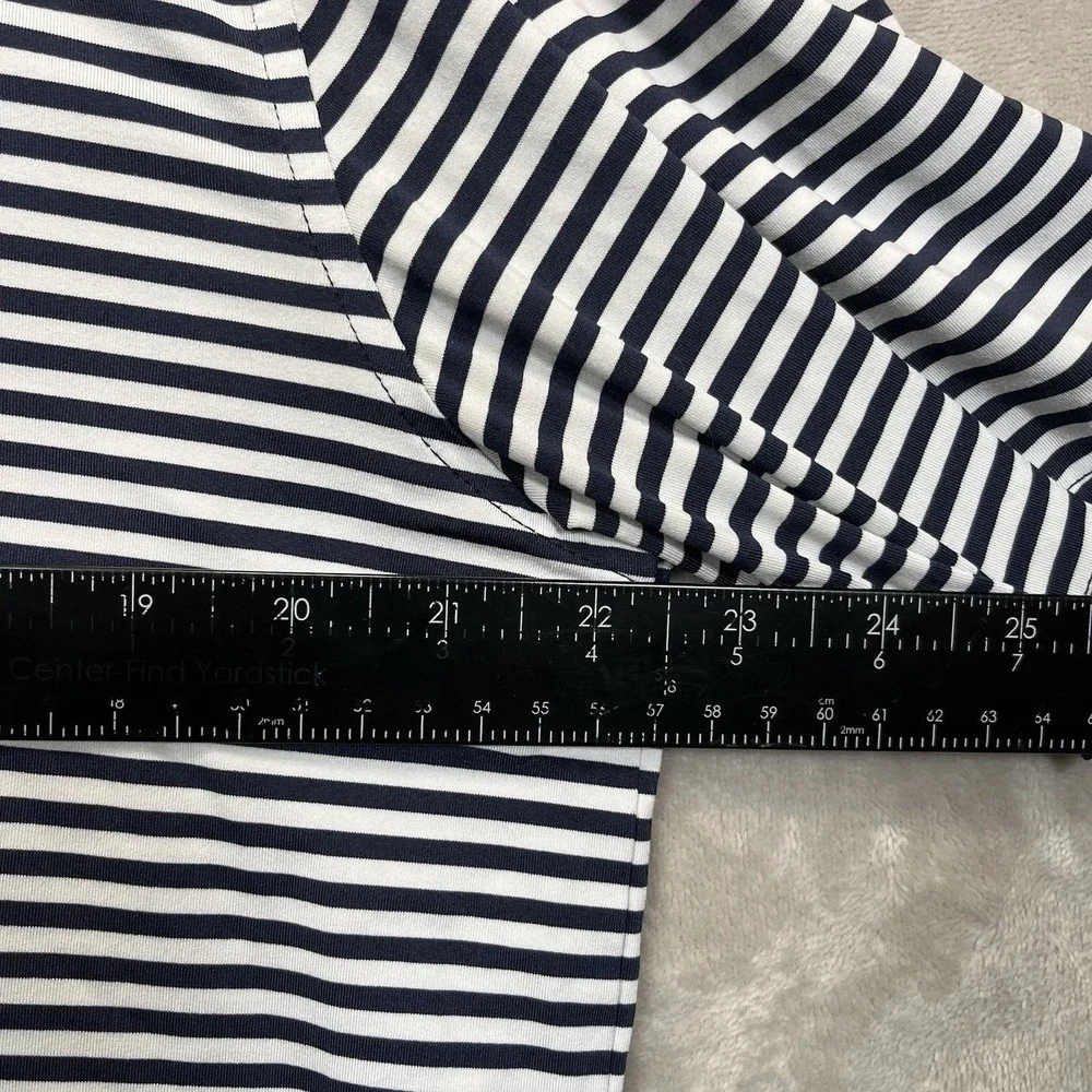 Untuckit Shirt Mens L Polo Blue White Striped Golf Performance Short Sleeve
